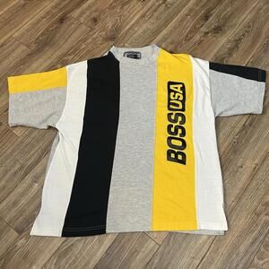 Vintage 90s Boss USA Short Sleeve Sweatshirt Men’s XL Colorblock Streetwear
